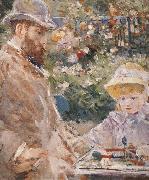 Berthe Morisot Detail of Manet and his daughter oil on canvas